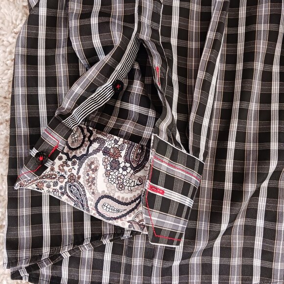 DN Di Nero Men's Long Sleeve Shirt Size XL Embellished Black Plaid Paisley READ - Picture 7 of 12